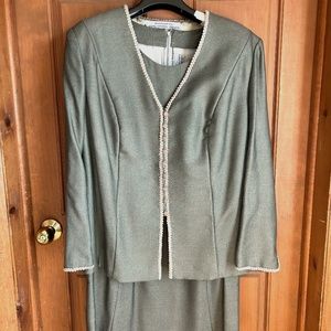 Handmade green wool/silk twill suit
